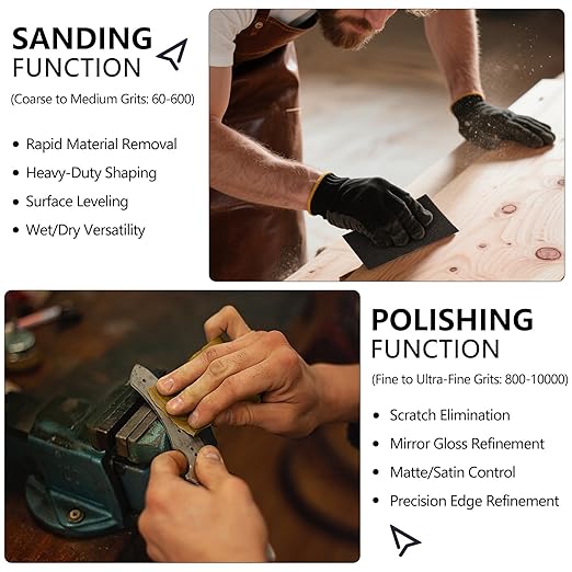 60 Grit Sandpaper, 9 x 11 Inch Wet Dry Sand Paper Hand Abrasive Sanding Sheets for Wood Metal Automotive Sanding and Polishing, Coarse - 10 Sheets