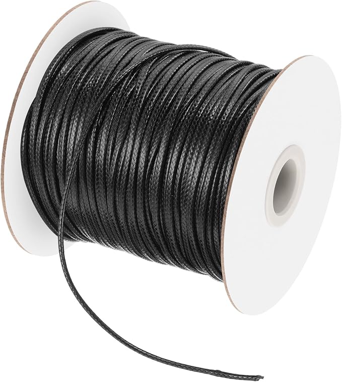 MECCANIXITY Waxed Cord 3mm Waxed Polyester Cord 44 Yard Wax String for Bracelet Making, Necklaces, Beading, Jewelry Making and DIY Crafts(Black)