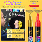 SFAIH Liquid Chalk Markers [1-Second Wet Wipe] - 6mm 30 Colors [Neon+Pastel+Metallic], No Residue, Zero Dust Chalkboard Markers for Whiteboard, Windows, Glass, Signs, With Highlighter Color Marker