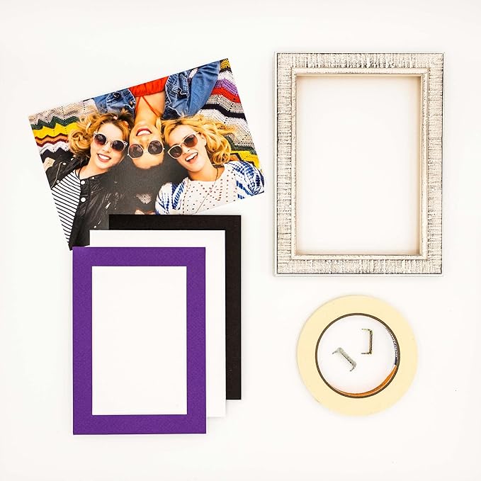 8x10 Mat Bevel Cut for 5x8 Photos - Acid Free Purple Precut Matboard with Backing Board and Crystal Clear, Self Seal Photo Mat Bag - for Pictures, Photos, Framing - 4-ply Thickness