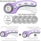 Honey's Heaven Rotary Cutter Set - 45mm Fabric Cutter, 5 Replacement Blades, A4 Cutting Mat, Acrylic Ruler and Craft Clips - Ideal for Crafting, Sewing, Patchworking, Crochet & Knitting