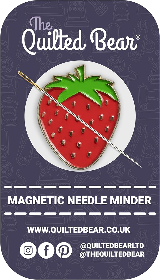 The Quilted Bear Needle Minder - Needle Minder Magnet for Keeping Sewing & Embroidery Needles, Cross Stitch Needles Safe When Stitching Cross Stitch Supplies & Embroidery Supplies (Strawberry)