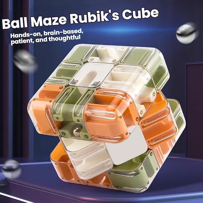Large Labyrinth 3D Puzzle Maze Cube, 3D Magic Cube Maze Ball Puzzle, Engaging Brain Teaser Magic Cube, Handheld Fidget Game for Anxiety Relief (A-1PCS)
