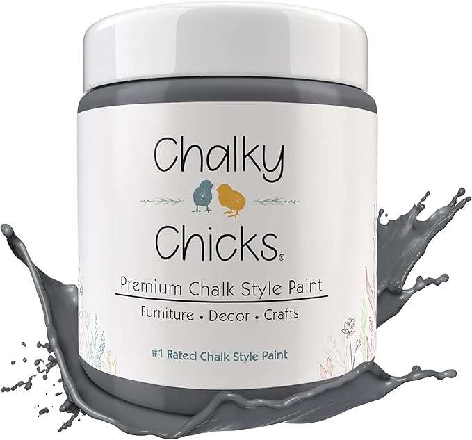 Chalky Chicks All-in-One Chalk Paint for Furniture or Cabinet - 16Fl Oz- Matte Finish Nailed It (Blueish Gray) for Metal, Wood Furniture Paint - No Sanding All-in-One for Home Decor & Crafts, USA Made