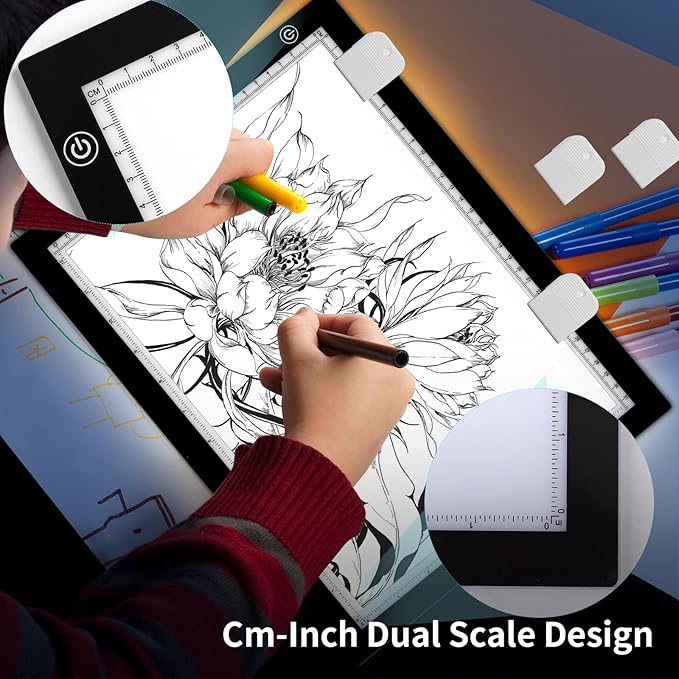 A3 LED Light Box for Tracing, elice Artist Drawing Lightbox Light Table Light Pad Light Copy Board, Up to 8000 Lux Super Bright Lightpad for Cricut Weeding Vinyl, Diamond Painting, Sketching (Black)
