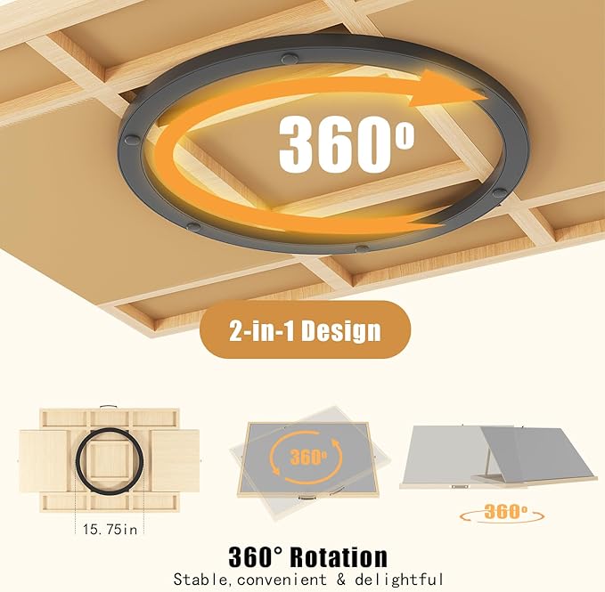 1500 Pieces 2-in-1 Tilting & Rotating Puzzle Board with 4-Angle Adjustment & Dual Rotation Mode, 34.05"x24.8" Portable Wooden Lazy Susan Jigsaw Puzzle Table with Drawers and Cover for Adults Gifts