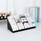 Acrylic Business Card Holder for Desk Multiple Business Card Holders 28 Slot 7 Tier Large Business Card Organizer Business Card Display Rack Black Plastic Business Card Stand for Home Office