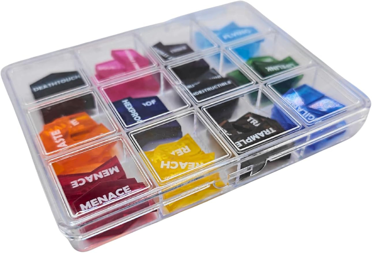 Futhark 72 Color Coded MTG Keyword Counters for Magic The Gathering TCG Card Game Accessories Tokens - Extended Edition with 72 Pieces and Organizer Case