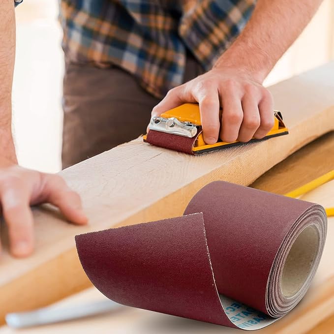 240 Grit Emery Cloth Roll, 4.5 Inch Wide 32.8 Ft Long (Equals 1/4 Sheet Sandpaper 71 Pcs) Abrasive Sandpaper Rolls for Metal Automotive Wood Furniture Sanding Paper Drum Palm Sander (240 Grit)