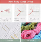 Leczany Cross Stitch Stamped Kit for Adults or Kids - Little Tiger and Butterfly | DIY Embroidery Starter Patterns Craft Kit Needlepoint for Beginner | 11CT, 3 Strands | 14.2x15.8 inches