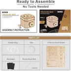 ROKR 3D Wooden Puzzle Password Box Model Kits for Adults and Teens to Build Combination Lock Mechanism Christmas/Birthday