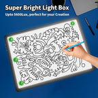 Zocelight Rechargeable A3 Light Box for tracing,Diamond Art Light Board with 4 Magnets,Wireless Light Pad for Diamond Painting,Ultra Bright Light Table for Drawing, Sketching,Animation(Black)