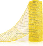 Anivia Deco Mesh Ribbon, 10inch x 30 Feet Each Roll Metallic Foil Mesh Ribbon for Wreaths Swags, Holloween, and Christmas Tree Decoration (Yellow/Yellow Foil)