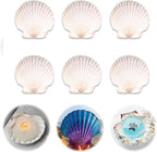 6PCS Scallop Shells for Crafts 4''-5'' Natural White Large Shells Decoration for DIY Craft Painting, Home Decor, Baking and Beach, Wedding Party Decoration