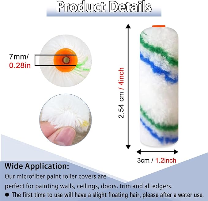 60 Piece Paint Roller Cover with 2 Frame Set, 4 inch Microfiber Roller Covers, Washable Covers for Roller Frame, House Painting Supplies, Naps for Paint Roller Brush for Painting Walls Ceilings