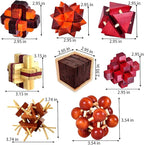 18 Pack Wooden Brain Teaser Puzzles Wooden Burr Puzzles Brain Teaser Puzzle with Gift Packing Box Magic Puzzle Games Toys for Kids and Adults by AHYUAN (Classical Wood)