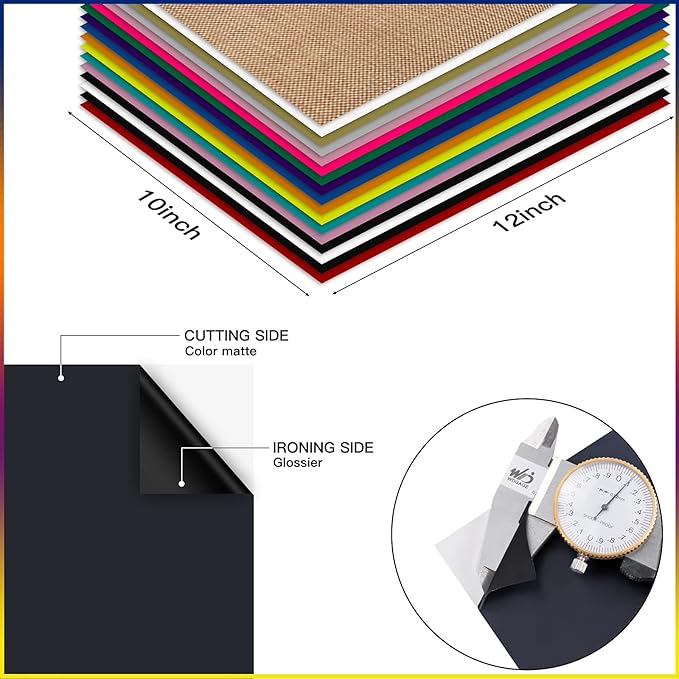 HTVRONT Gold HTV Heat Transfer Vinyl Bundle: 36 Pack 12" x 10" Iron on Vinyl for T-Shirt, Heat Transfer Vinyl Compatible with Cricut Cutting Machine, Silhouette Cameo or Heat Press Machine