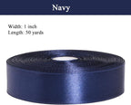 1 Inch Navy Solid Satin Ribbon, 50 Yards Craft Fabric Ribbon for Gift Wrapping Floral Bouquets Wedding Party Decoration