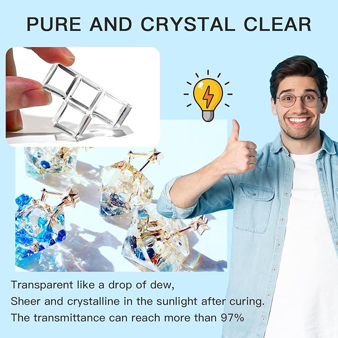 JDiction UV Resin 300g, Crystal Clear UV Resin Solar Cure Sunlight Activated Hard Resin Kit for Jewelry Making, Casting and Coating, DIY Crafts