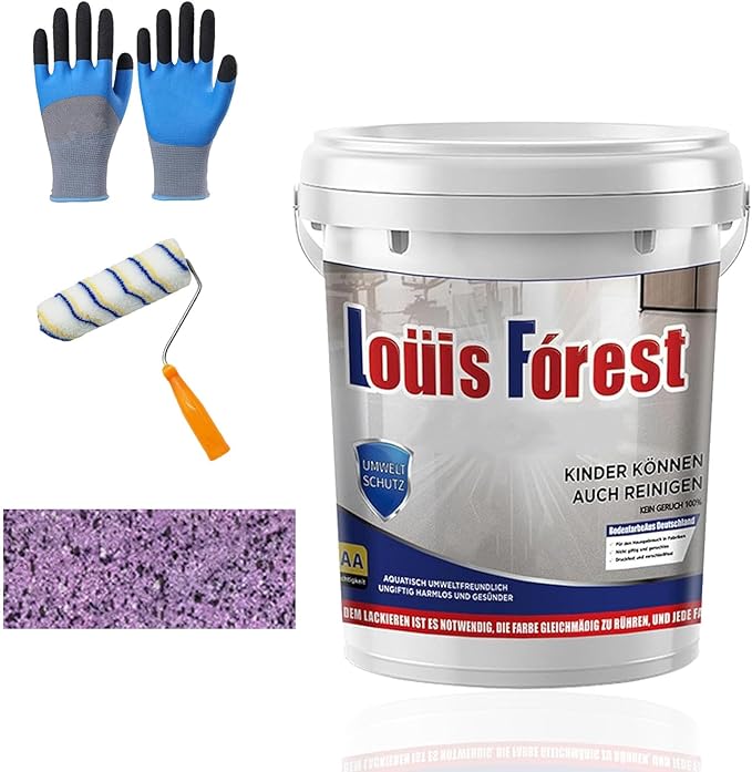 Louis Forest Epoxy Floor Paint, High-Gloss Marble Effect Coating, Epoxy Colored Sand Floor Paint, Wear-Resistant and Non-Slip for Indoor Outdoor (0.5KG-Purple)
