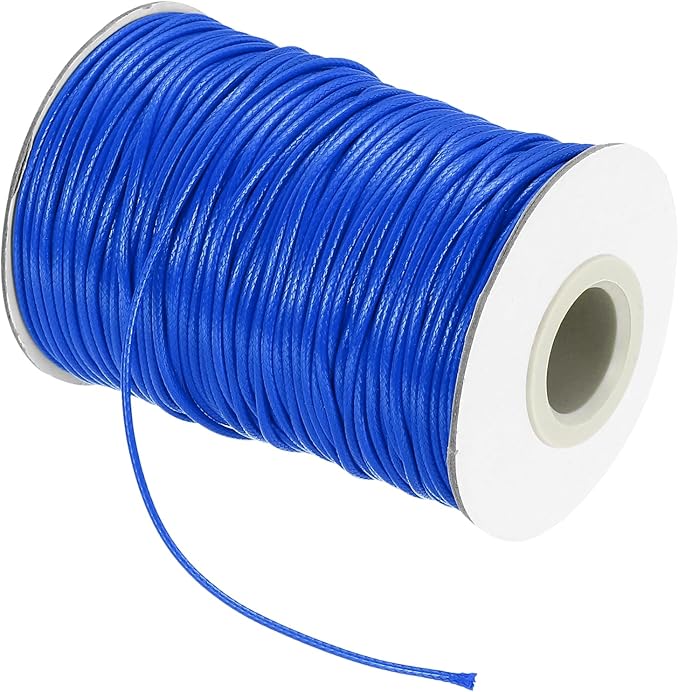 MECCANIXITY Waxed Cord 1.5mm Waxed Thread 87 Yard Wax String Leather Cord for Bracelet Making, Necklaces, Beading, Jewelry Making and DIY Crafts(Bright Blue)