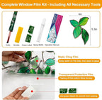 Window Privacy Film Stain Glass Window Film Rainbow Window Film Window clings Non-Adhesive Reusable Decorative for Room (Greenery Leaf, 23.6 x 78.7 in)