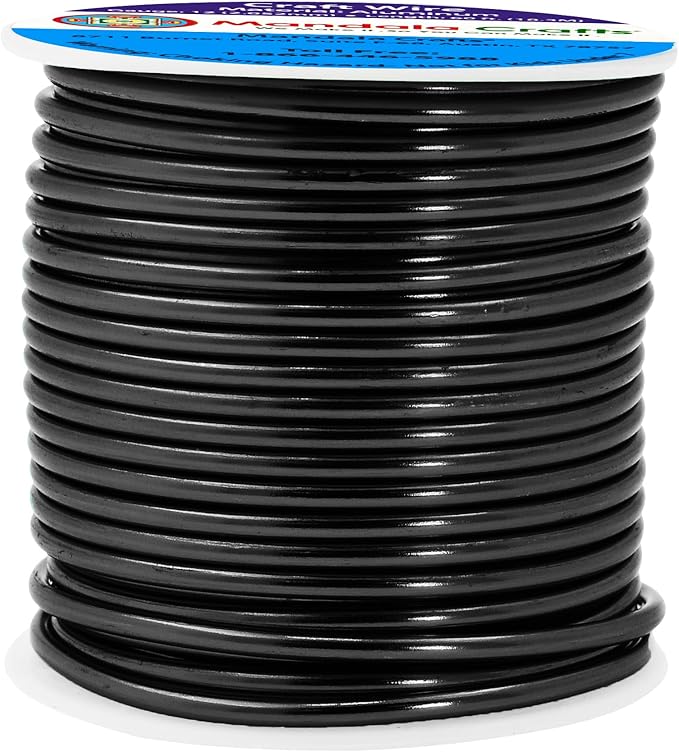 Mandala Crafts 12 Gauge Anodized Aluminum Craft Wire for Jewelry Making - 60 FT Colored Flexible Black Wire - Bendable for Bonsai Armature Crafting Sculpting
