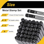 WorkBless 1/2-Inch Metal Stamping Kit, 36 Pack Steel Letter Stamp Set with 2 Punch Tools, Includes A-Z Alphabet, Number 0-8, & Symbol, for Metal, Wood, Leather, and Plastic Crafting