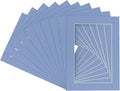 Pack of 25 Acid Free 8.5x11 Mats Bevel Cut for 7x9 Photos - Brittany Blue Precut Matboards with Backing Boards and Clear Photo Mat Bags for Pictures, Photos, Framing - 4-ply Thickness