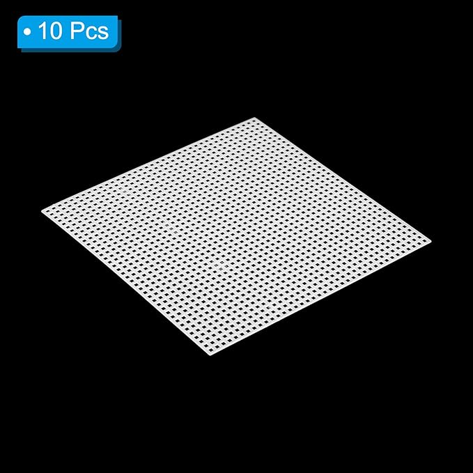 PATIKIL Plastic Mesh Canvas Sheets,10Pcs 5.5 x 5.5inch Cross Needlework Blank Yarn Crafting for Embroidery DIY Bookmarks Cup Mats, White, Square