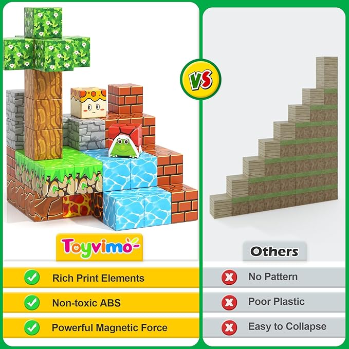 100PCS Magnetic Blocks Magnetic Building Blocks Sensory Toys for Kids Ages 3-5 6-8 8-12 Kids Game Toys for 3+ Year Old Boys & Girls, 3 4 5 6 7 8 9 10 Year Old Boy Birthday