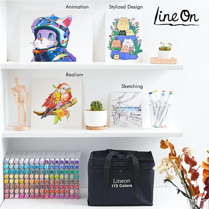 172 Colors Alcohol Based Dual Tip Art Markers, 171+1 Blender Permanent Marker Pens Plus 1 Marker Pad 1 Case Perfect for Kids Adult Artist Coloring Books Drawing Sketching and Card Making
