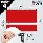 Trotec TroLase | 12"x20"x1/8", 4 Pcs | Red/White | 2 Ply | Modified Acrylic | Laser Engraving Double Color Plastic Sheet | Engraving Blanks for Laser, Saw, Guillotine | Made in USA