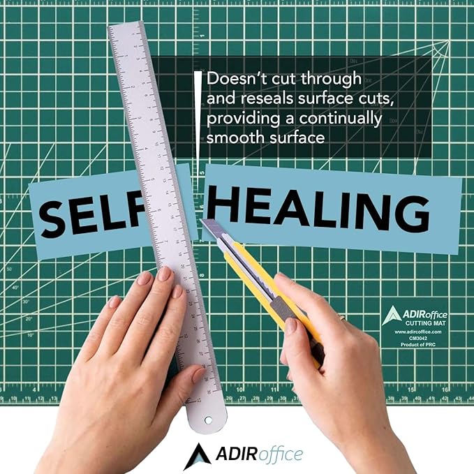 Adir Self Healing Cutting Mat - 18x24 Inches Sew Cutting Mat and Quilt Cutting Mat with 5 Layers, Double Sided Cutting Mat for Crafts - Reversible Non-Slip Cutting Pad with Grid