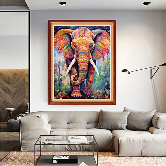 Dooxvey Cross Stitch Kits for Adults Beginners - Full Range of Cross-Stitch & Embroidery Kits - 11CT Patterns - Colorful Elephant 16x20 inch
