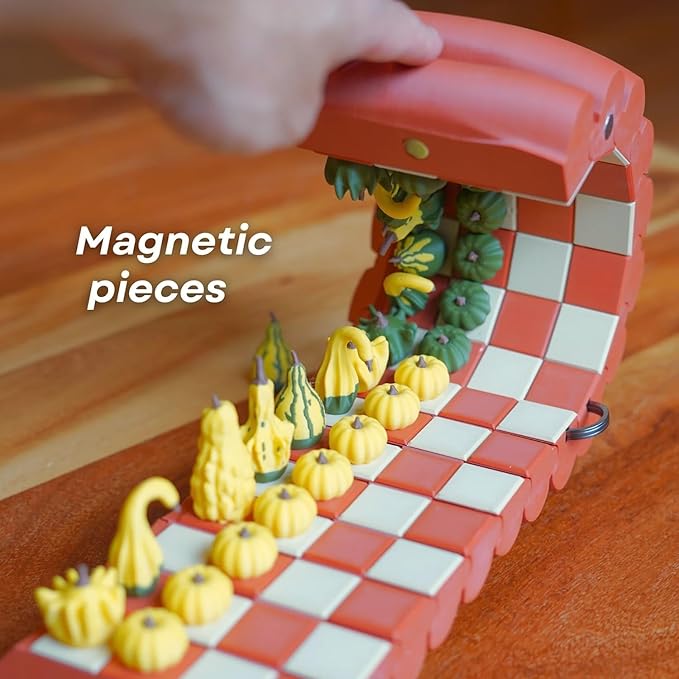 Forgecore Gourd Games, Pumpkin Game Set: Magnetic Chess Checkers, Dice Tower, Cribbage, Card Holder, Gourd Gambit Pumpkin Chess Expansion Pack, 3D Printing Portable Adult Pumpkins Board Game Set(2#2)