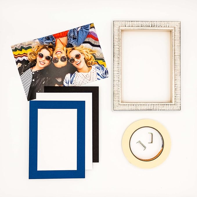 Pack of Ten Acid Free 8.5x11 Mats Bevel Cut for 7x9 Photos - Royal Blue Precut Matboards With Backing Boards and Self Seal Photo Mat Bags For Pictures, Photos, Framing - 4-ply Thickness