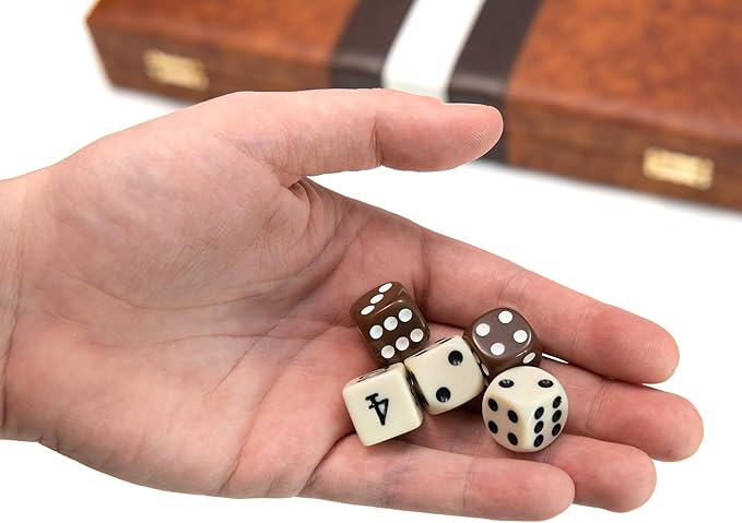 Backgammon Board Game, Deluxe Leather Like Case, Felt Interior, Brown, Classic Backgammon Game, Popular Board Game, Board Games (Small (11"))