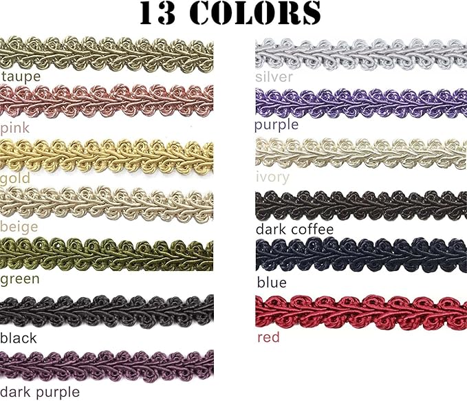BEL AVENIR Braid Trim 1/2 inch 13.6 Yards French Gimp Basic Sewing Polyester DIY Crafts Costume Home Decorative (Red)