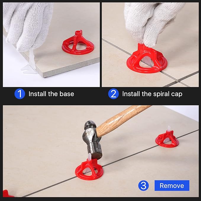 Professional Tile Leveling System Kit，Anti-Loosening Spacers/Wall, Bathroom Tiling - 1/8" Precision Alignment & Grout Spacing Tools(500base, 1/8)