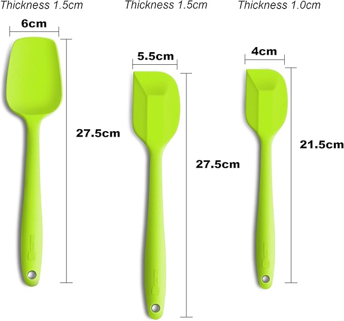 Silicone Spatula 3-piece Set, Ergonomic Handle High Heat-Resistant Spatulas, Non-stick Rubber Spatulas with Stainless Steel Core, Green
