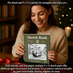9 x 12 Sketchbook, 68lb/100gsm Sketch Pad 100 Sheets Spiral Bound Acid Free Drawing Paper with Hard Cover Art Paper for Drawing and Painting for Graphite Pencil, Charcoal, Pastels, for Kids & Adults