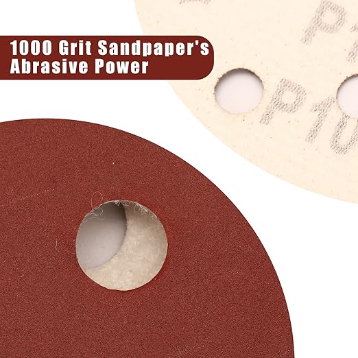 1000 Grit 5 Inch Sanding Discs Hook and Loop Sandpaper, 100 PCS 8 Hole Adhesive Extra Fine Sand Paper for Random Orbital Sander