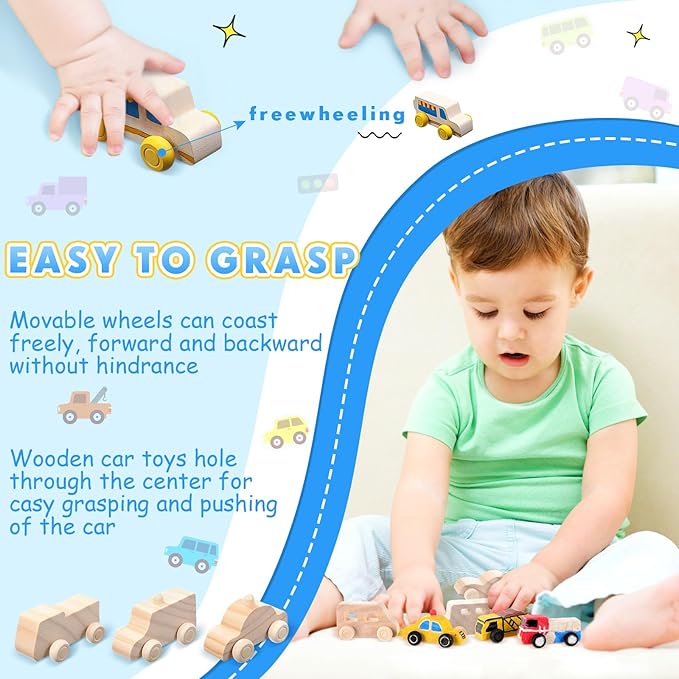 Leyndo 20 Pcs Small Wooden Cars to Paint for Kids Wooden Car Craft DIY Paintable Wood Cutouts Wood Car for Trucks Race Cars Bulk Crafts Painting Projects