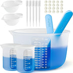 Large Silicone Resin Measuring Cups Tool Kit - Nicpro Reusable 600ml & 100ml Measure Cup, Silicone Stir Sticks Pipettes Finger Cots for Epoxy Resin Mixing, Molds, Jewelry Making, Waxing, Easy Clean