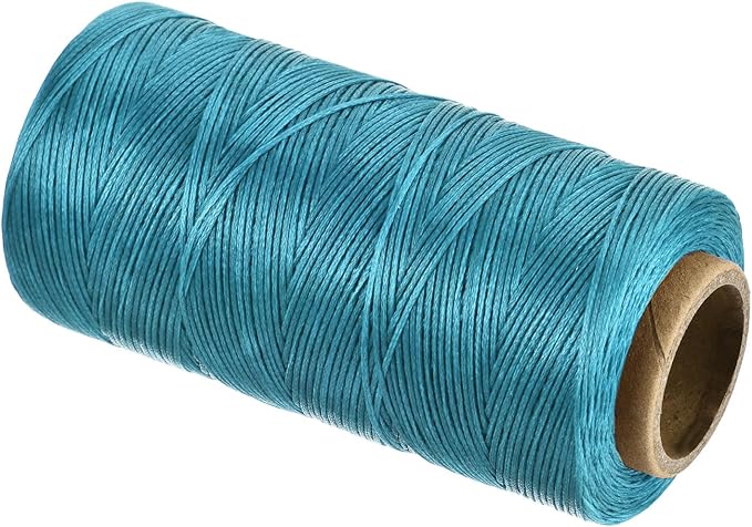 MECCANIXITY Waxed Thread,197 Yard 1mm 210D Flat Wax Thread Polyester Waxed String for Leather Sewing Hand Weaving Book Binding Home Decoration,Sky Blue