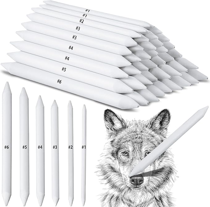 Fulmoon 288 Pcs Blending Stump and Tortillion Set Paper Art Blenders Blend Stumps for Drawing Shading Drawing Supplies Pencil Sketch Paint Tools for Student(Blending Stump,#1, #2, #3, #4, #5, #6)