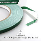 4 PCS Green Floral Tape, 0.25" Flower Stem Wrap Tapes, Waterproof Florist Tape - Multipurpose Adhesive Florist Tapes for Binding Fresh, Flower Bouquets and Floral Craft (98Ft/33Yd/Roll)