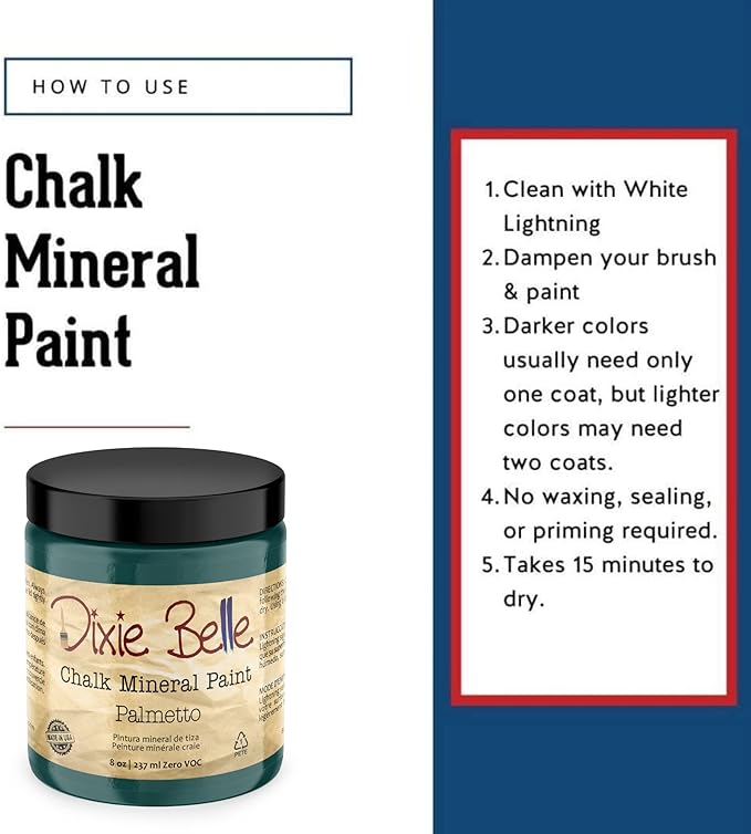 Dixie Belle Paint Company Chalk Finish Furniture Paint - Palmetto (8oz) - Matte Rich Green Chic Chalk Mineral DIY Furniture Paint