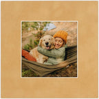 8x10 Mat Bevel Cut for 6x8 Photos - Acid Free Beige Suede Precut Matboard with Backing Board and Crystal Clear, Self Seal Photo Mat Bag - for Pictures, Photos, Framing - 4-ply Thickness